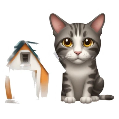 two giant cats with a tiny house sticker
