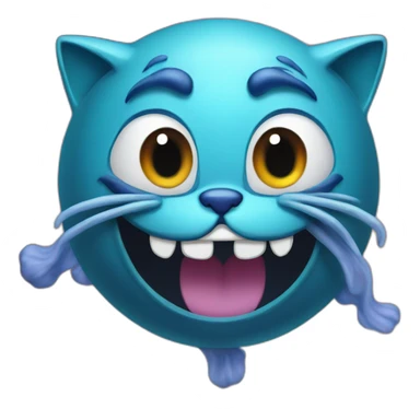 planet Neptune with a cartoon grimacing cat face sticker