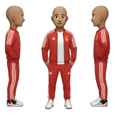 Bald man in red Adidas soccer tracksuit long pants sticker