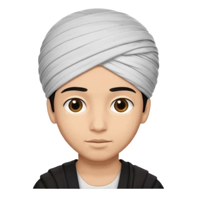 Emoji de un chico con turbante árabe que el chico sea de color piel clara y que tenga cabello negro y de fondo blanco sticker