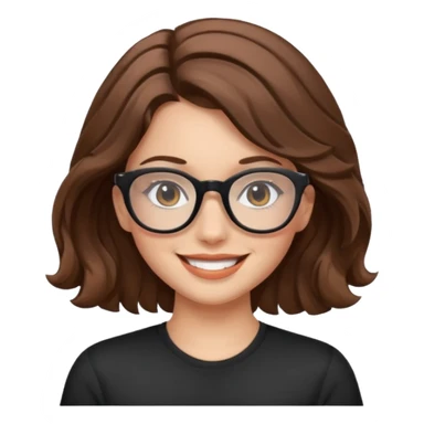 Pretty girl with sport brown wave hair with black glasses sticker