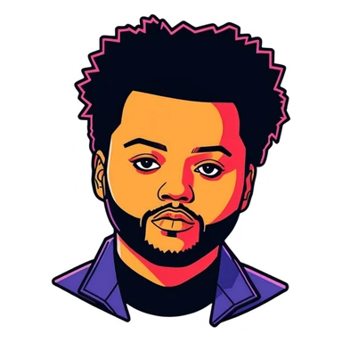 2012, The Weeknd,  canadian celebrity and singer from Toronto, hyperrealistic, mirco-detailed, vivid, bold colors, 3D sticker design
 Must be 8k hd, 8000x8000px resolution. Must use very thin transparent smooth lines sticker