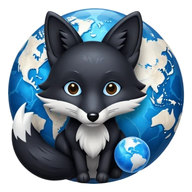 Black fox with blue marble pattern sticker