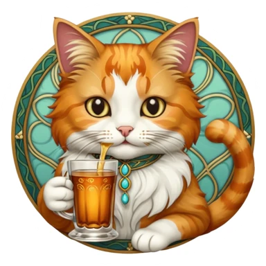 cat drinking mucha sticker