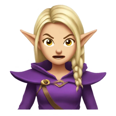 enraged angry, Noble female Elf with Elf ears and blonde hair and purple robes sticker