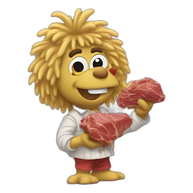 Fraggle with blond hair eating beefstake  sticker