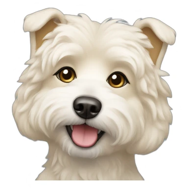 blonde-eskipoo-dog with one ear up sticker