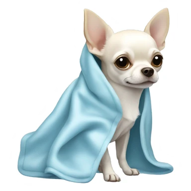 white chihuahua in a light blue blanket sticker