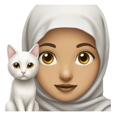 Hijabi with white cat  sticker