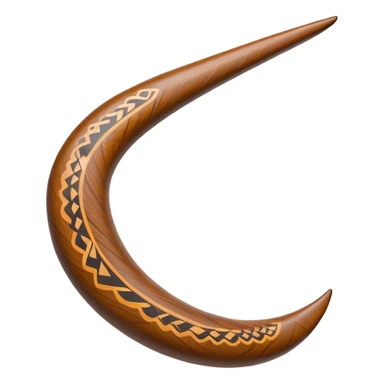Cinematic Realistic Boomerang Emoji, depicted as a sleek, curved traditional Aboriginal tool rendered with detailed textures and a dynamic sense of motion, symbolizing cultural significance and natural craftsmanship under warm earthy lighting. sticker