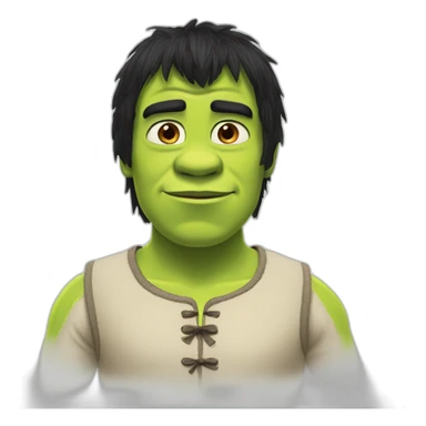 Shrek with Black hair and bleu eyes sticker