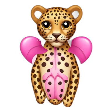Leopard with pink spots shaped like lungs and hearts sticker