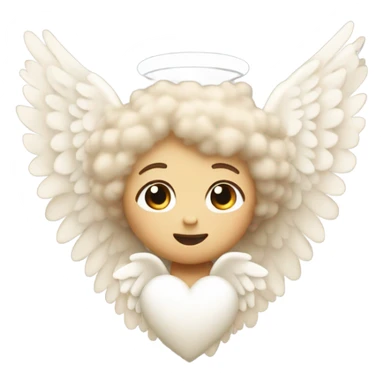 beige heart with white angel wings sticker
