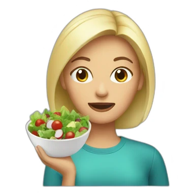 Woman eat salad sticker