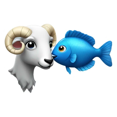 A ram kisses a blue fish sticker