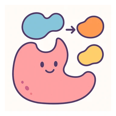 Ultra-detailed scientific illustration  (like in a school book) of enzyme digestion. Macro molecular view, clean white background, no text, no human figures or cartoon characters. Purely biological focus. sticker