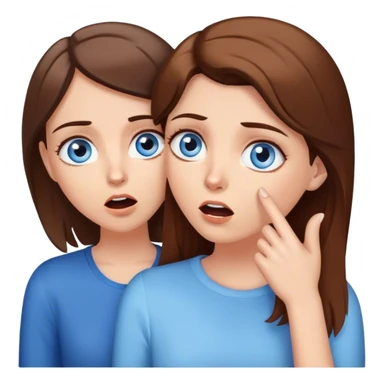 White girl blue eyes brown hair gossiping, talking shooking news  sticker