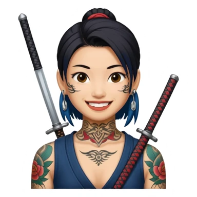 asia katana with tattoos sticker