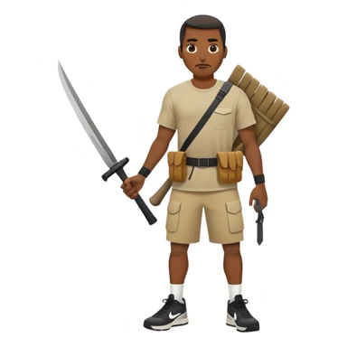 A black man wearing a Nike tech with a machete in his left hand sticker