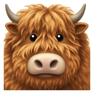 Fluffy highland cow iOS 18 style sticker