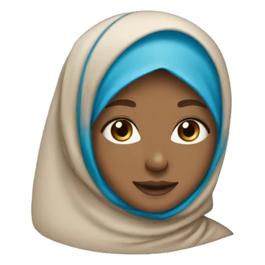 girl with hijab light brown, light blue eyes, lightskin and freckles, smile little, look cute  sticker