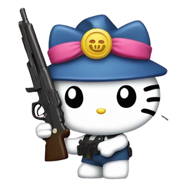 Hello kitty with gun sticker