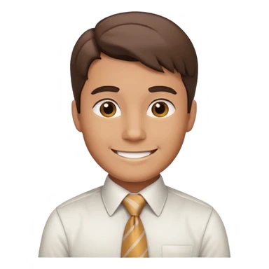 30s male ordinary office worker, shirt and tie, neat hair, smiling sticker