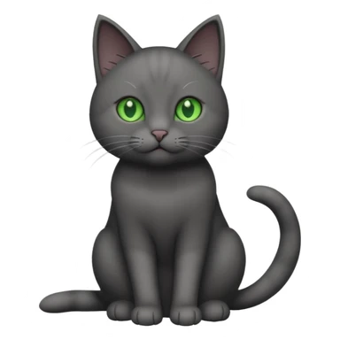 full body solid dark grey cat with green eyes, white paws and white whiskers sticker