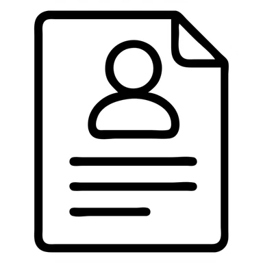 resume icon, outlined style, simple and clear, black and white sticker