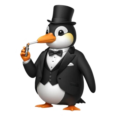A penguin wearing a smoking sticker
