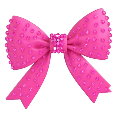 3D emoji style bow, hot pink, crystalized texture sticker
