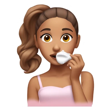 Ariana grande applying cream on face sticker