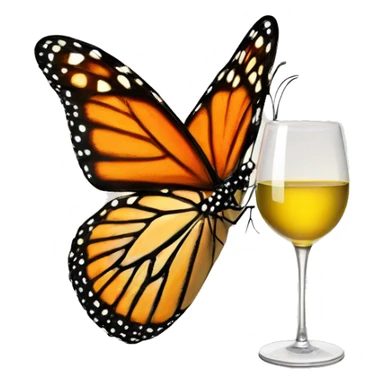 Monarch butterfly with glass of white wine sticker