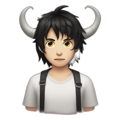 Boy with demon horns, black hair and clack eyes cute sticker