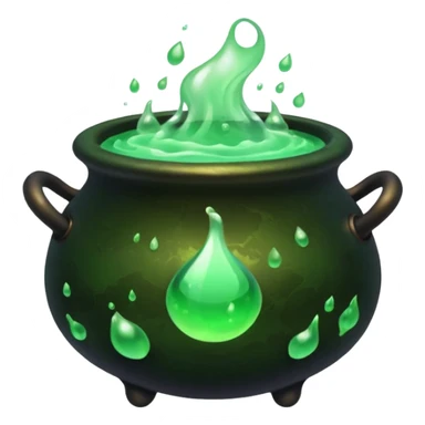 Cauldron – Black pot bubbling green potion. sticker