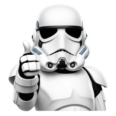 storm trooper in sunglasses giving a thumbs-up, with a relaxed pose and a simple background. sticker