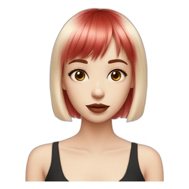 Pale girl with black wi try red highlights bangs sticker