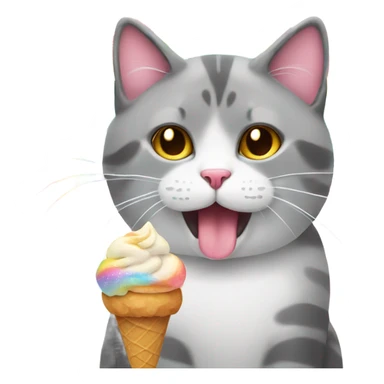 cat with rainbows and ice cream  sticker