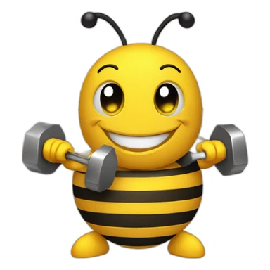 Happy bee with dumbbell sticker