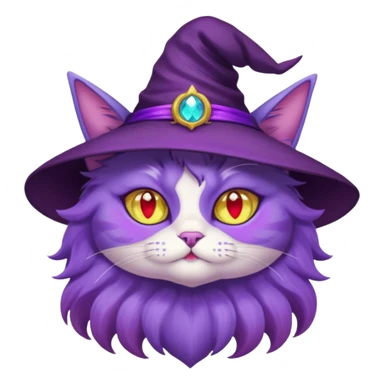 purple witch cat with rainbow eyes sticker