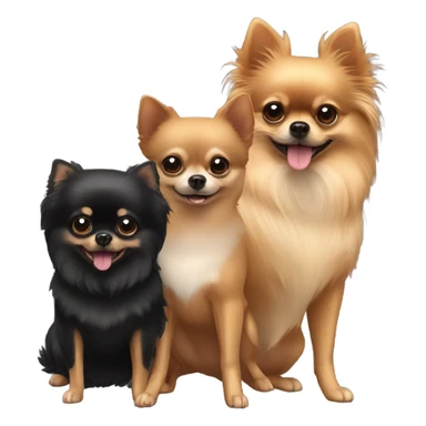 black/tan pomeranian & 2 chihuhuas sticker