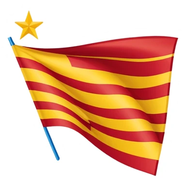Catalonian estelada flag, extremely simplified, minimal lines and colors, blue triangle, white star, red and yellow stripes, no extra details sticker