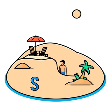 stranded man on an island with an SOS sign in the sand sticker
