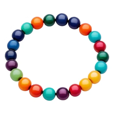 A medium sized beaded bracelet with round, polished beads in mixed vibrant colors, elastic style, no background, standalone. sticker