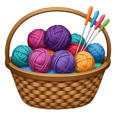 A woven basket filled with colorful yarn balls and knitting needles. sticker