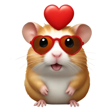  hamster with red heart sunglasses and poop emoji sticker