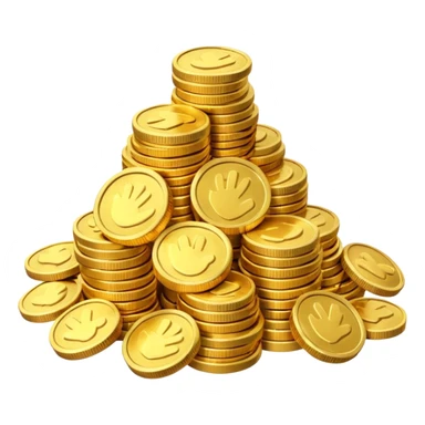 small pile of gold coins, 3D emoji style, shiny gold, no symbols, no text,  sticker