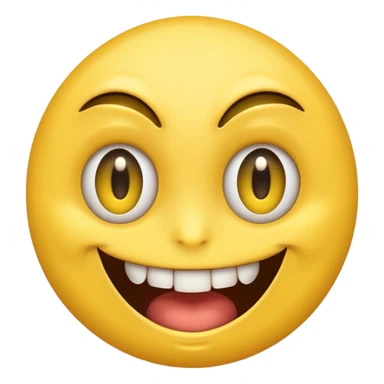 Yellow emoji with vertical slit eyes, huge creepy grin from ear to ear sticker