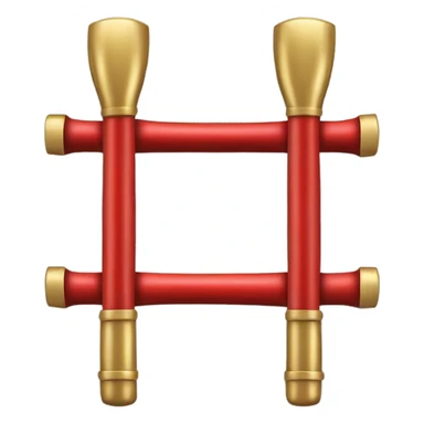 Un bâton en métal rouge, deux sections sont dorées et texturées. sticker