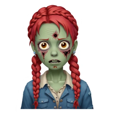 zombie with braided red hair and earrings sticker